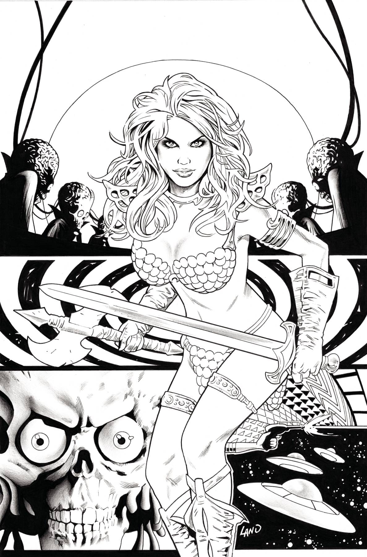 Dynamite Comic Books > Incentives RED SONJA ATTACKS MARS #3 CVR F 1:10 INCV LAND LINE ART V 72513035355903061 MAR250111