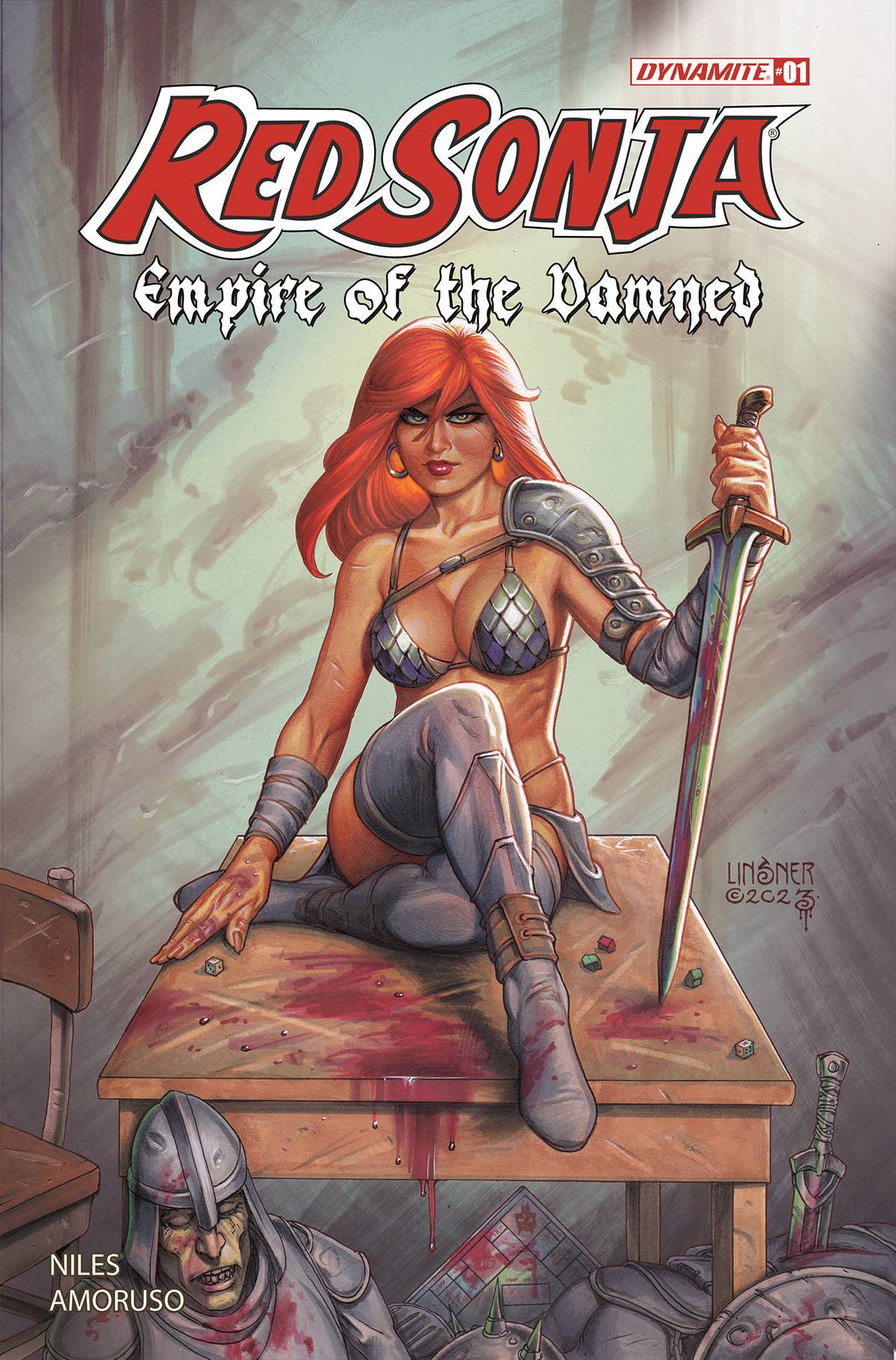 DYNAMITE Comic Books > Incentives RED SONJA EMPIRE DAMNED #1 CVR J 1:10 INCV LINSNER FOIL '72513034381901101 FEB240180
