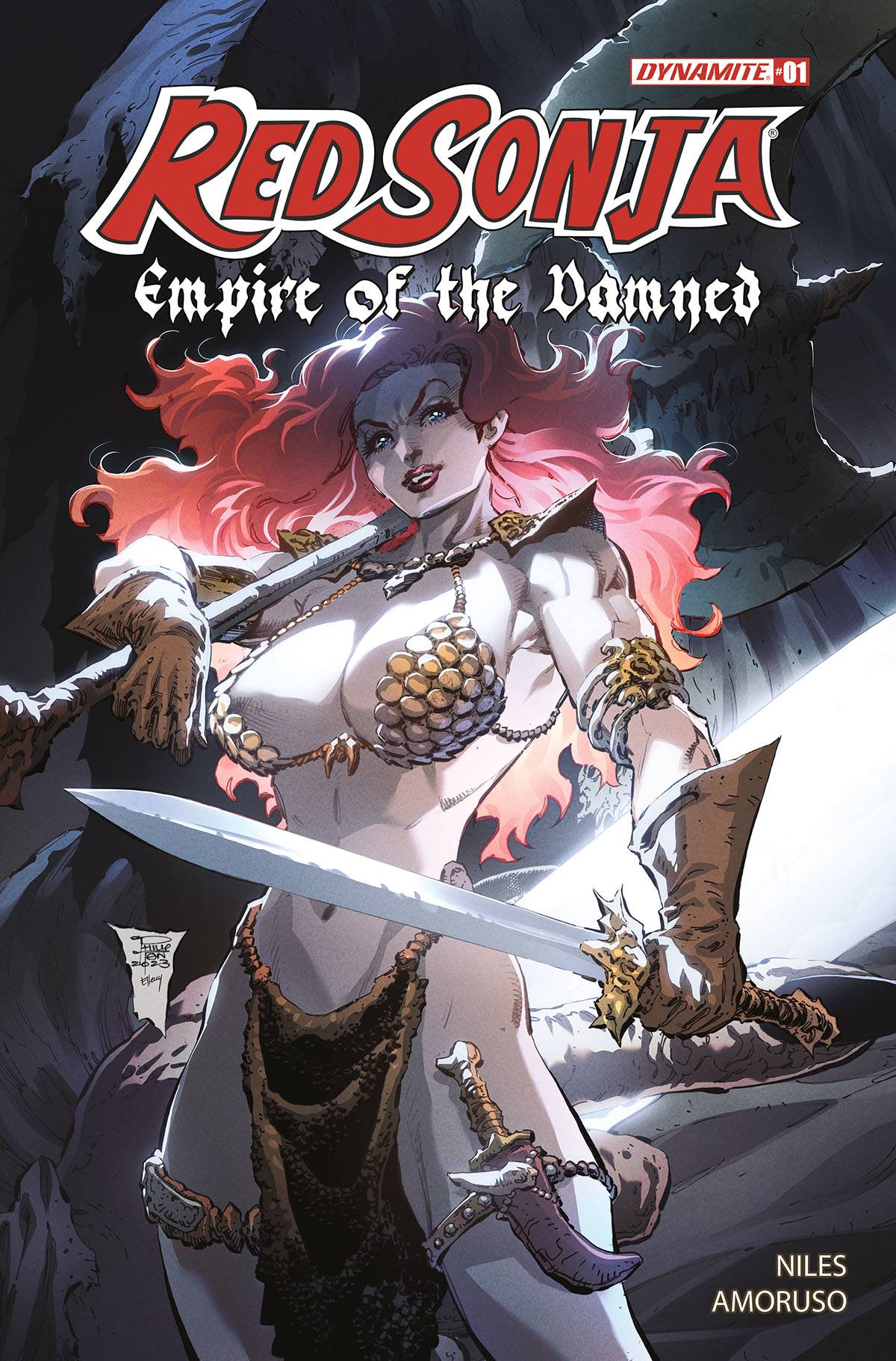 DYNAMITE Comic Books > Incentives RED SONJA EMPIRE DAMNED #1 CVR L 1:15 INCV TAN FOIL 72513034381901121 FEB240182