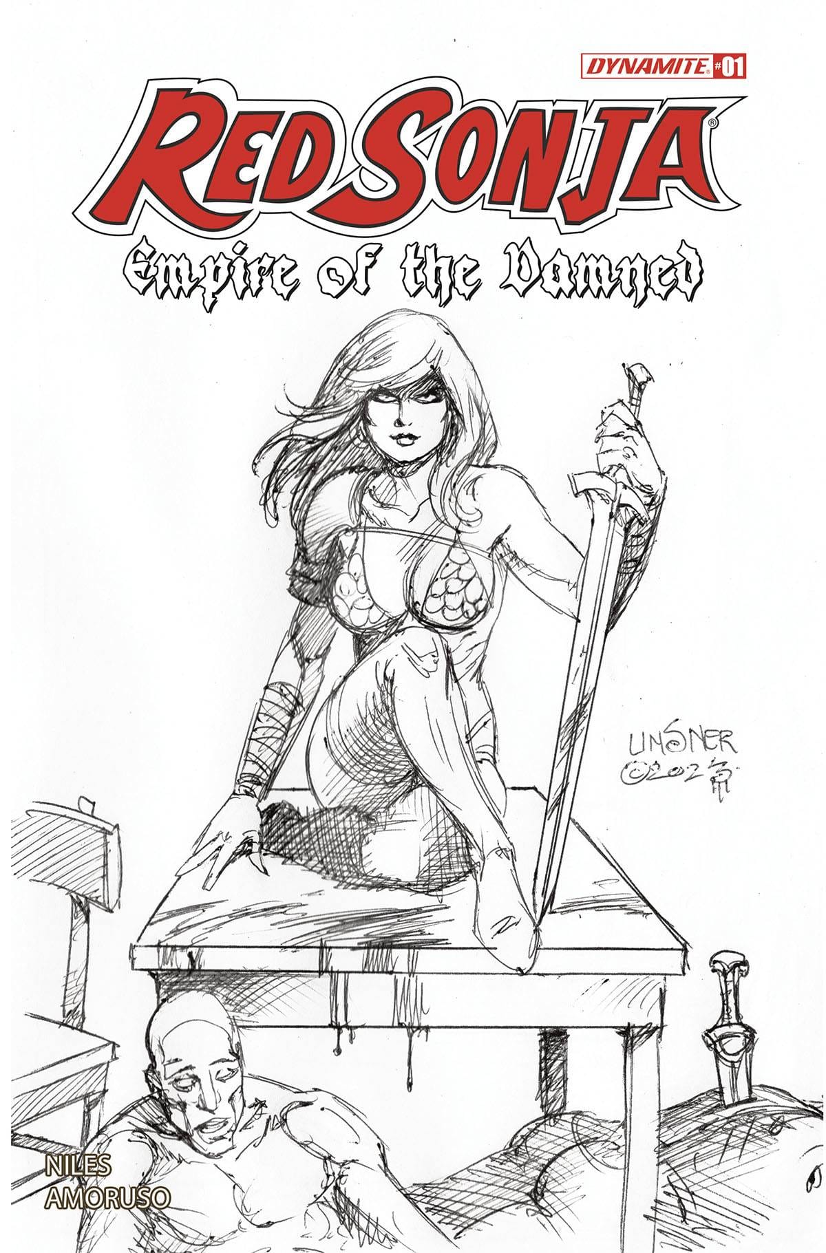 DYNAMITE Comic Books > Incentives RED SONJA EMPIRE DAMNED #1 CVR M 1:20 INCV LINSNER LINE A 72513034381901131 FEB240183