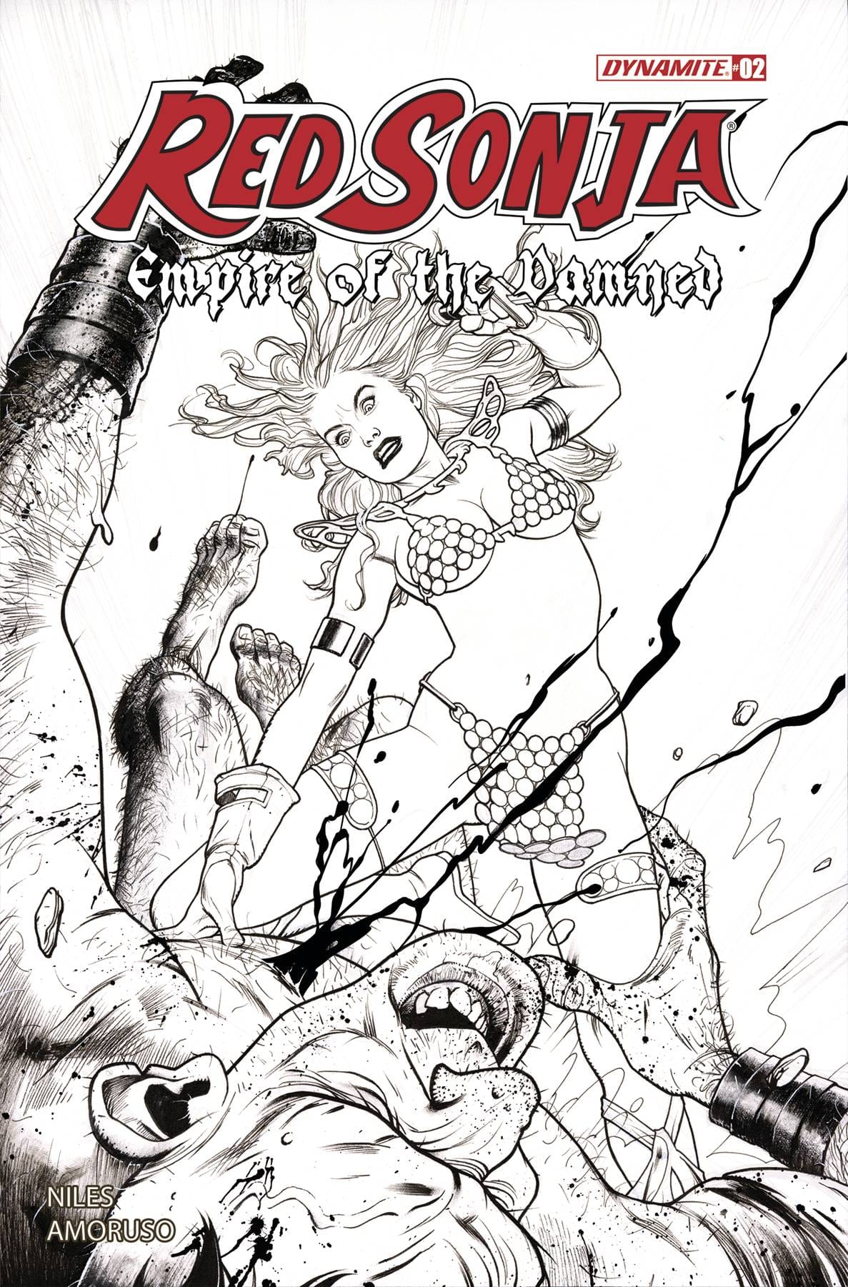 DYNAMITE Comic Books > Incentives RED SONJA EMPIRE DAMNED #2 CVR M 1:20 INCV MIDDLETON LINE ART '72513034381902131 MAR240160