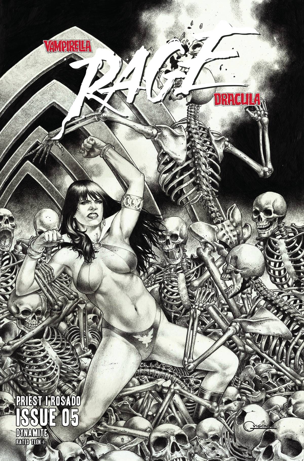 Dynamite Comic Books > Incentives VAMPIRELLA DRACULA RAGE #5 CVR G 1:10 INCV VIGONTE LINE A 72513033282005071 OCT230361