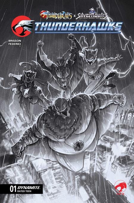 DYNAMITE Entertainment Comic Books > Incentives THUNDERCATS X SILVERHAWKS THUNDERHAWKS #1 CVR N INC 1:35 ALESSANDRO RANALDI B&W VAR 72513036405001141 0226DE0761
