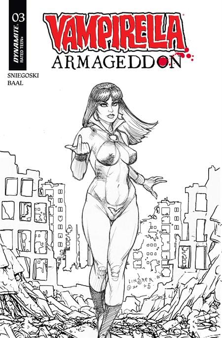 DYNAMITE Entertainment Comic Books > Incentives VAMPIRELLA ARMAGEDDON #3 CVR G INC 1:10 JOSEPH MICHAEL LINSNER LINE ART VAR 72513035713703071 0725DE1358