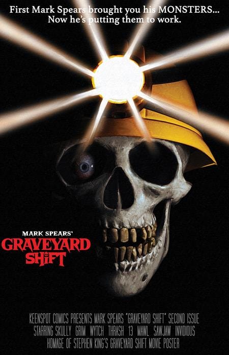 Ex Posse Holdings Comic Books > Incentives MARK SPEARS GRAVEYARD SHIFT #2 CVR F MARK SPEARS 1:66 RETAILER INCENTIVE GRAVEYARD SHIFT MOVIE HOMAGE (Release Date: 12/02/2026) 602835023478 00261 1026EX0876