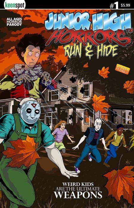 Ex Posse Holdings Comic Books JUNIOR HIGH HORRORS RUN & HIDE #1 (ONE SHOT) CVR A ERIC KENT WEAPONS SPOOF BAGGED WITH TRADING CARD (Release Date: 09/23/2026) 60283502345400111 0726EX0908