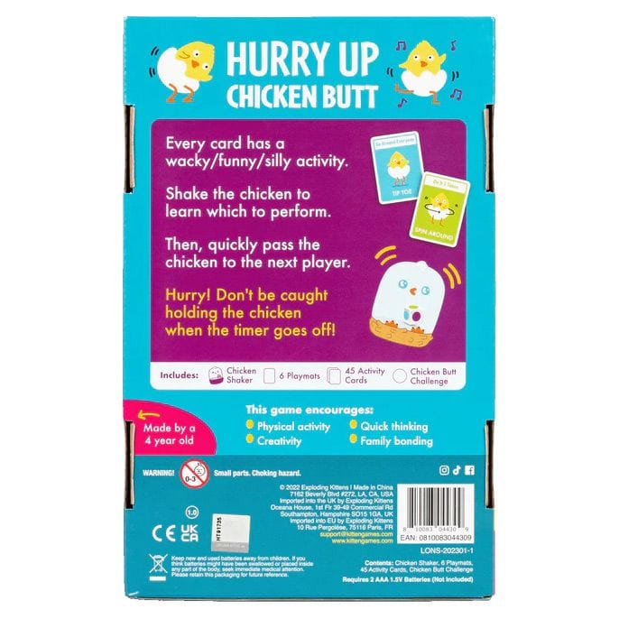 Exploding Kittens Board Games Hurry Up Chicken Butt 810083044309 EKCHUCBCORE4