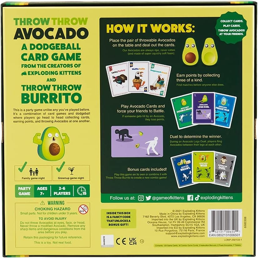 Exploding Kittens Board Games > Party Games Throw Throw Avocado 852131006501 EKG TTA-CORE-3