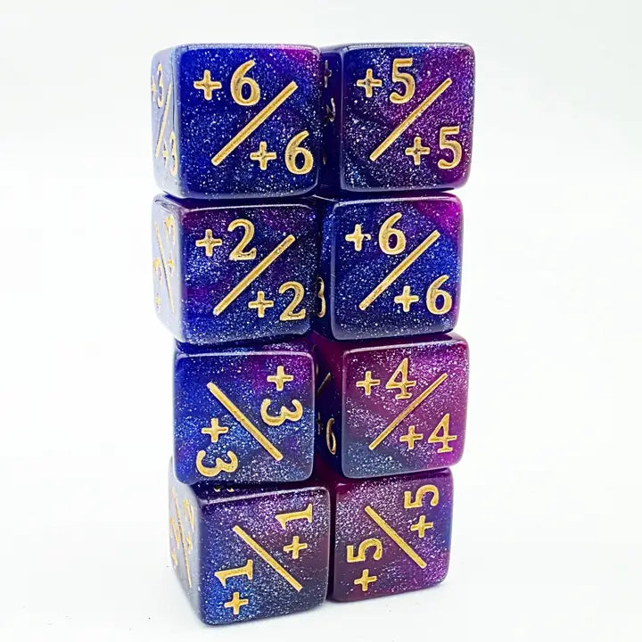 Foam Brain Games Dice +1/+1 Dark Blue & Purple Glitter Counters For Magic - Set of 8 617629726091 FBG5058