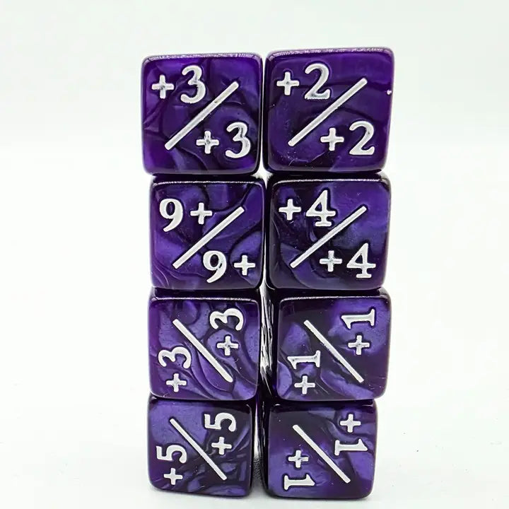 Foam Brain Games Dice +1/+1 Pearl Purple Counters For Magic - Set of 8 840292515956 FBG5152