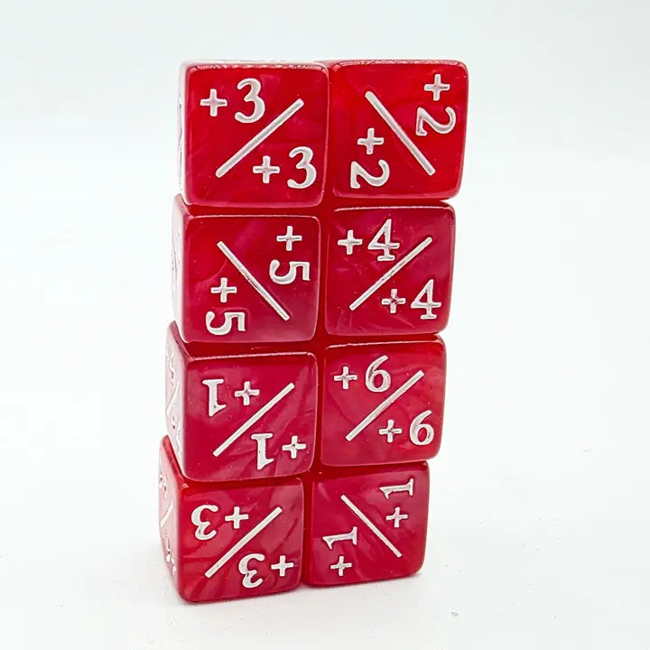 Foam Brain Games Dice +1/+1 Pearl Red Counters For Magic - Set of 8 840292515925 FBG5149