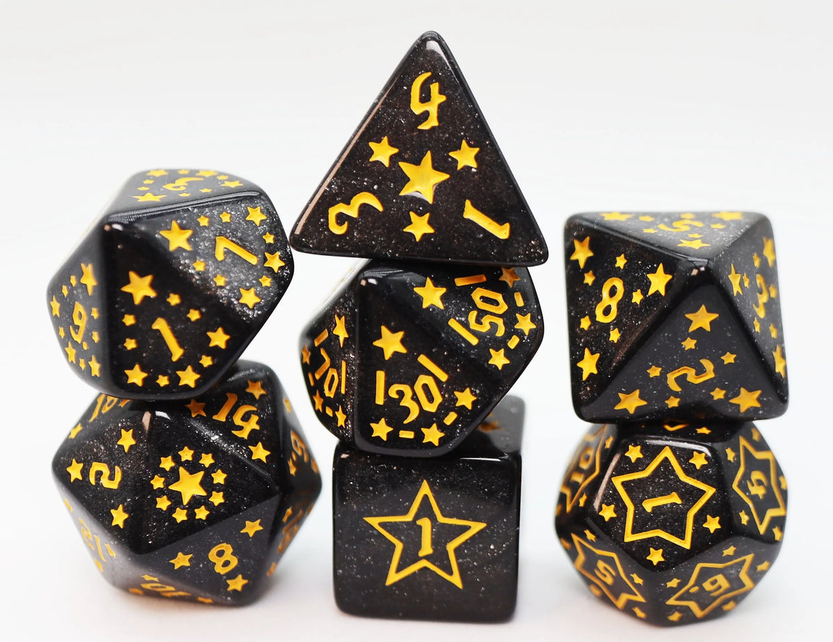 Foam Brain Games Dice > Other Dice Foam Brain Games: Barium RPG Dice Set - Shooting Stars 840292516250 FBG2690