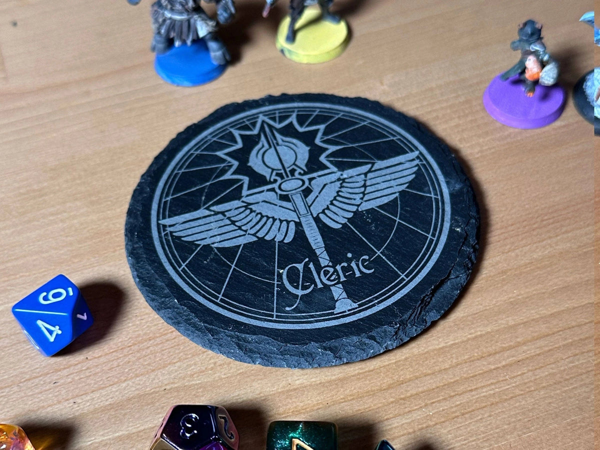 Game Master Dice Home > Drinkware > Coasters D&D Class Slate Coaster - Cleric 89870588