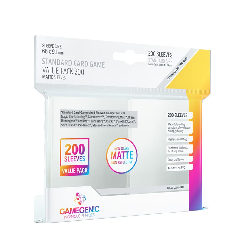 Gamegenic Game Supplies > Card Sleeves Matte Sleeves Standard Card Game-Size Value Pack (200ct.) 4251715419953 GGS10194ML