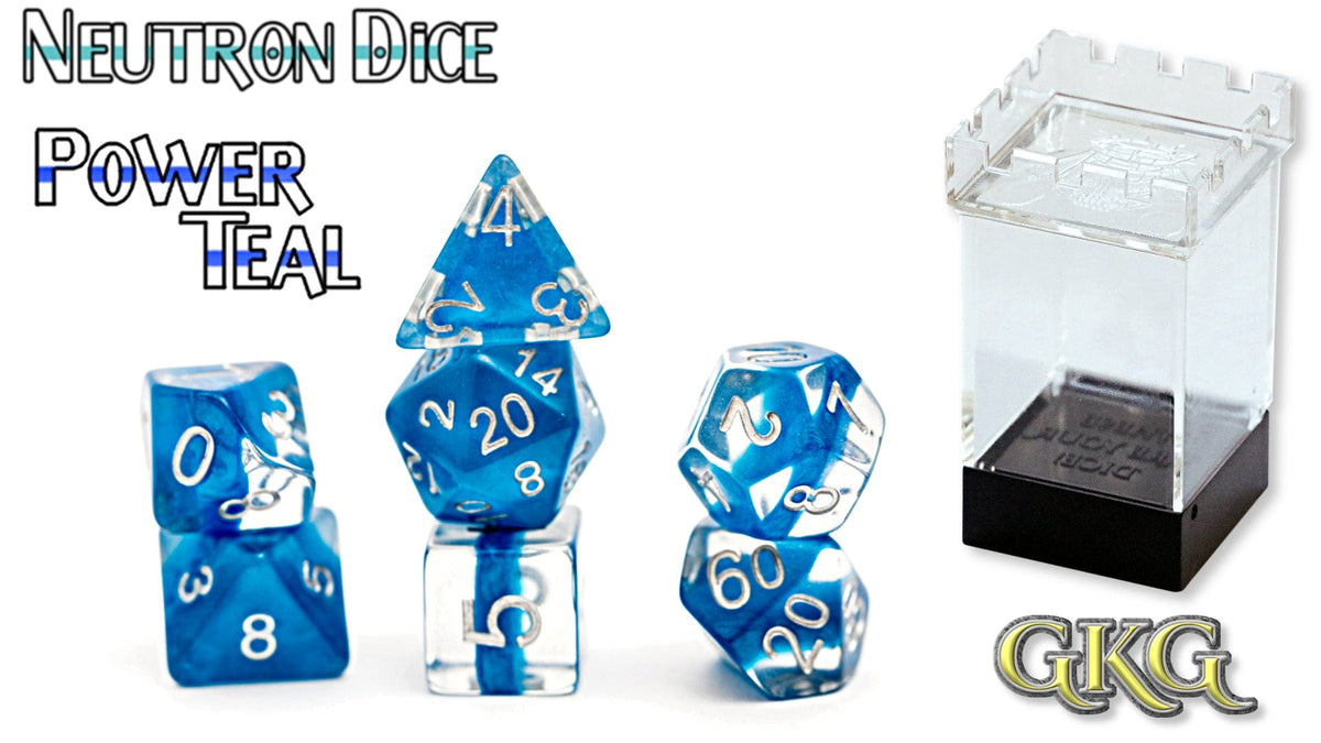 Gate Keeper Games Dice > Gate Keeper Games Gate Keeper: Plastic 7-Die Set - Neutron Power Teal 633696906938 GKG N030