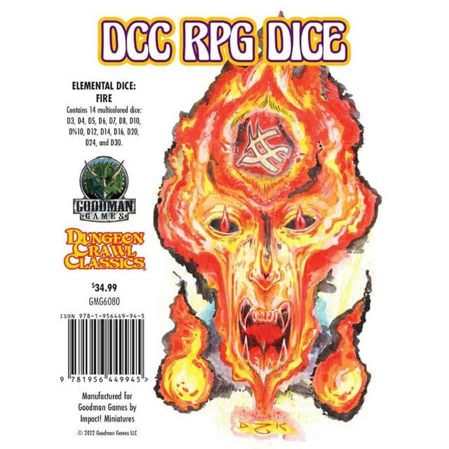 Goodman Games Dice > Other Dice DCC Dice: Elemental Dice Set - Fire (14 dice set) 9781956449945 GMG 6080