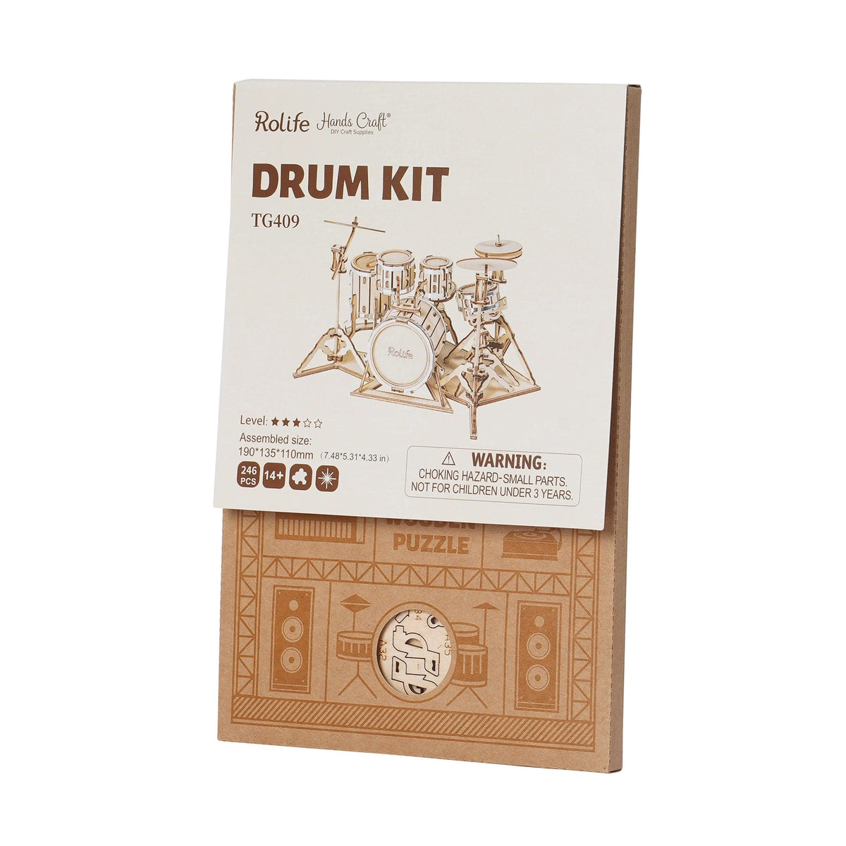 Hands Craft Model Kits > Other Model Kits 3D Laser Cut Wooden Puzzle: Drum Kit 850026738285 TG409