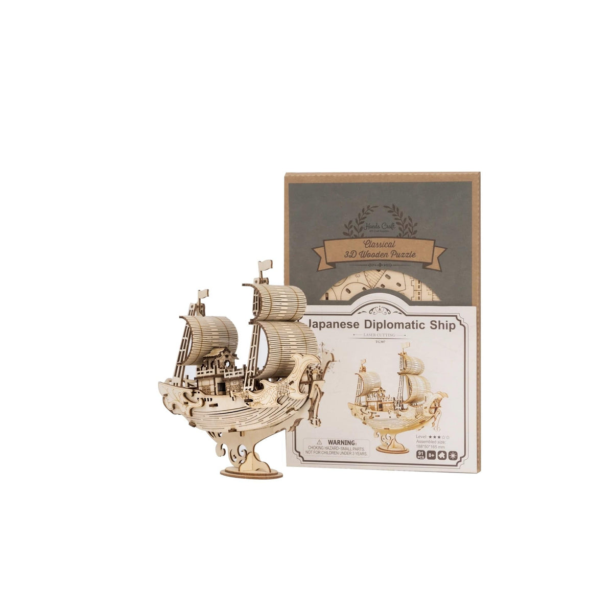 Hands Craft Model Kits > Other Model Kits 3D Laser Cut Wooden Puzzle: Japanese Diplomatic Ship 850026738148 TG307