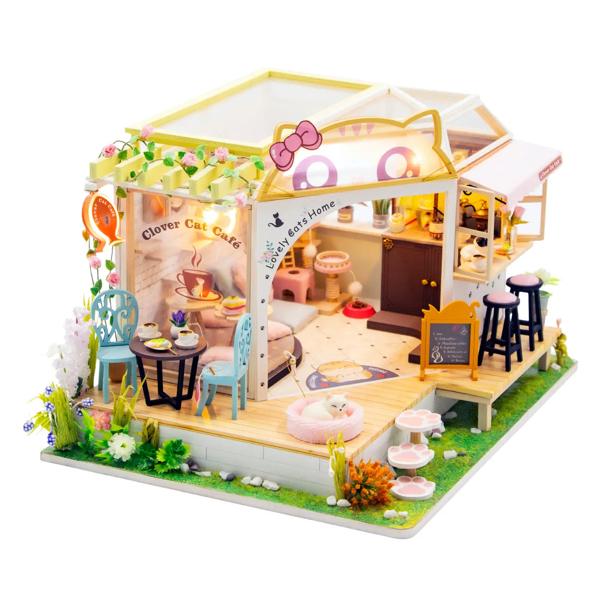 Hands Craft Model Kits > Other Model Kits DIY Miniature House Kit: Clover Cat Café 810101584251 MIN113