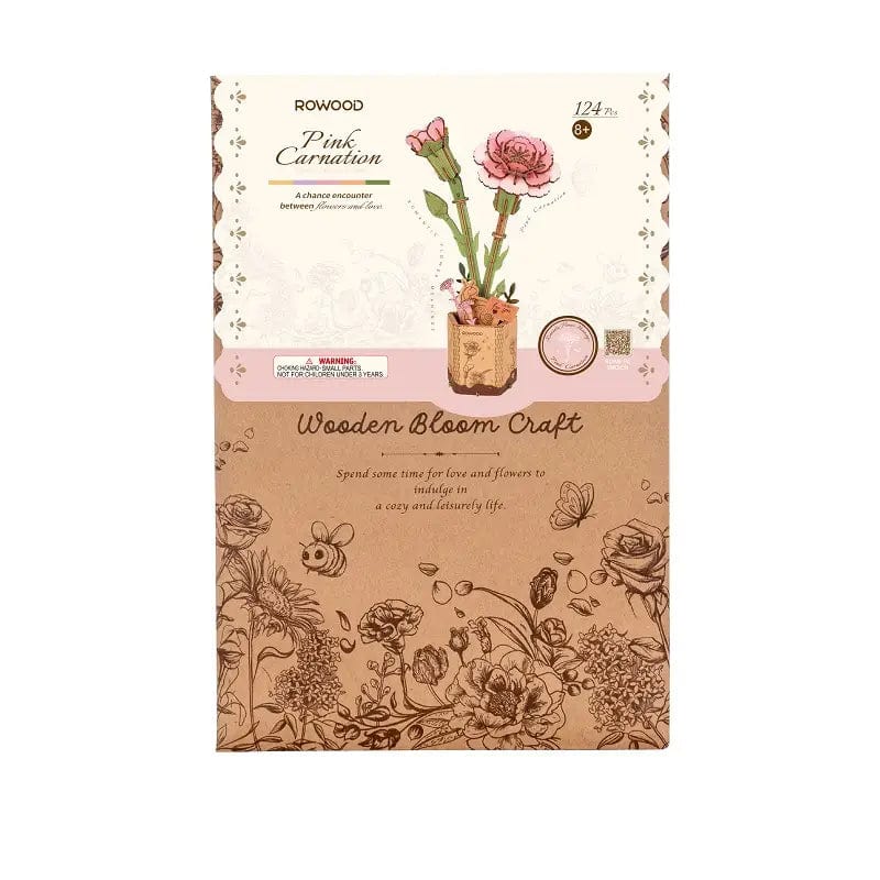 Hands Craft Model Kits > Other Model Kits Pink Carnation Rowood Diy Wooden Flower 3D Puzzles 6946785119268 TW051