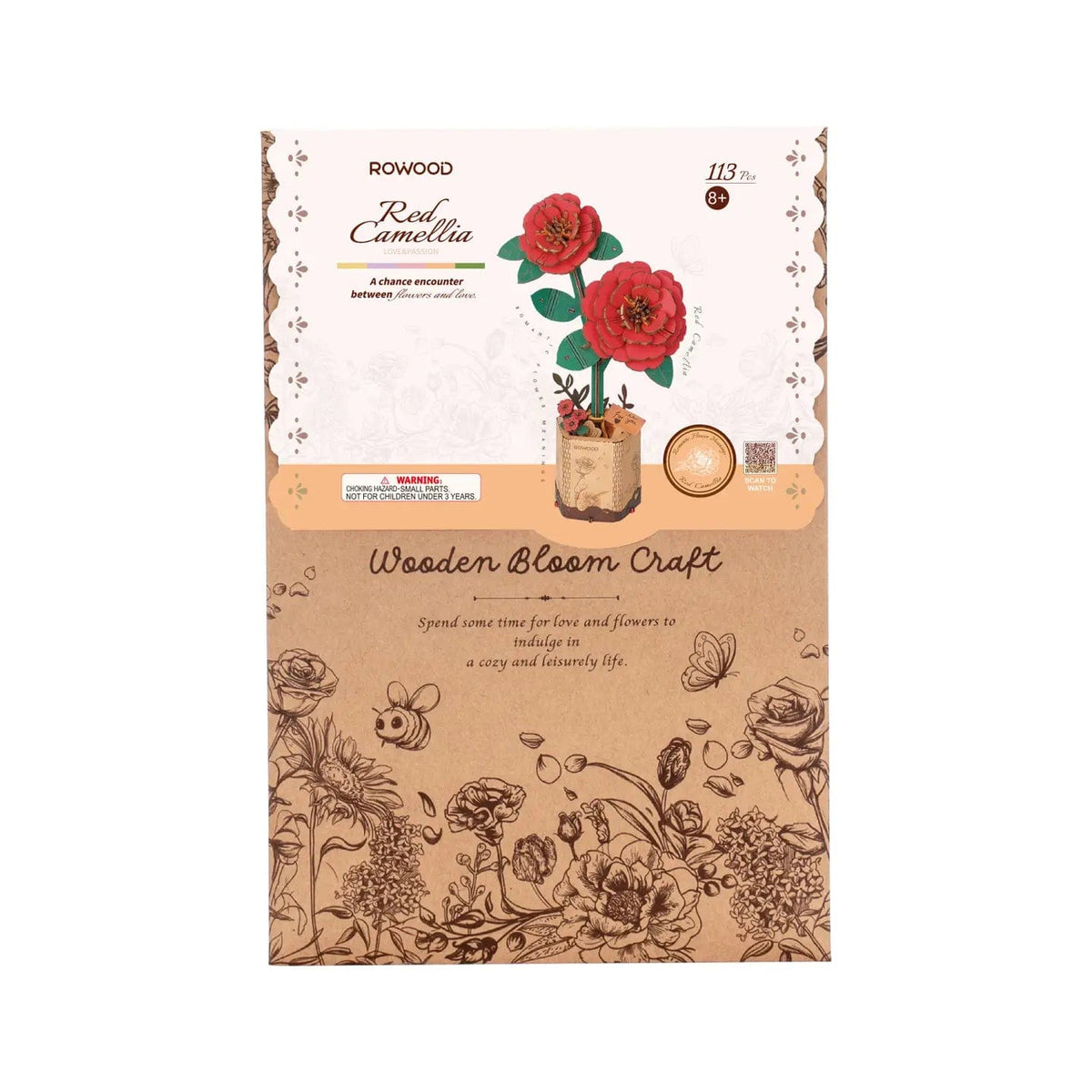 Hands Craft Puzzles > 3D Puzzles Hands Craft: 3D Wooden Flower Puzzle - Red Camellia 6946785119237 TW031