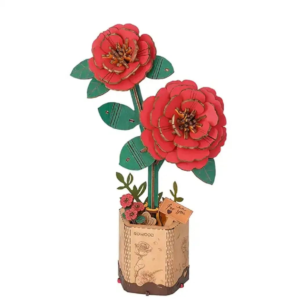 Hands Craft Puzzles > 3D Puzzles Hands Craft: 3D Wooden Flower Puzzle - Red Camellia 6946785119237 TW031