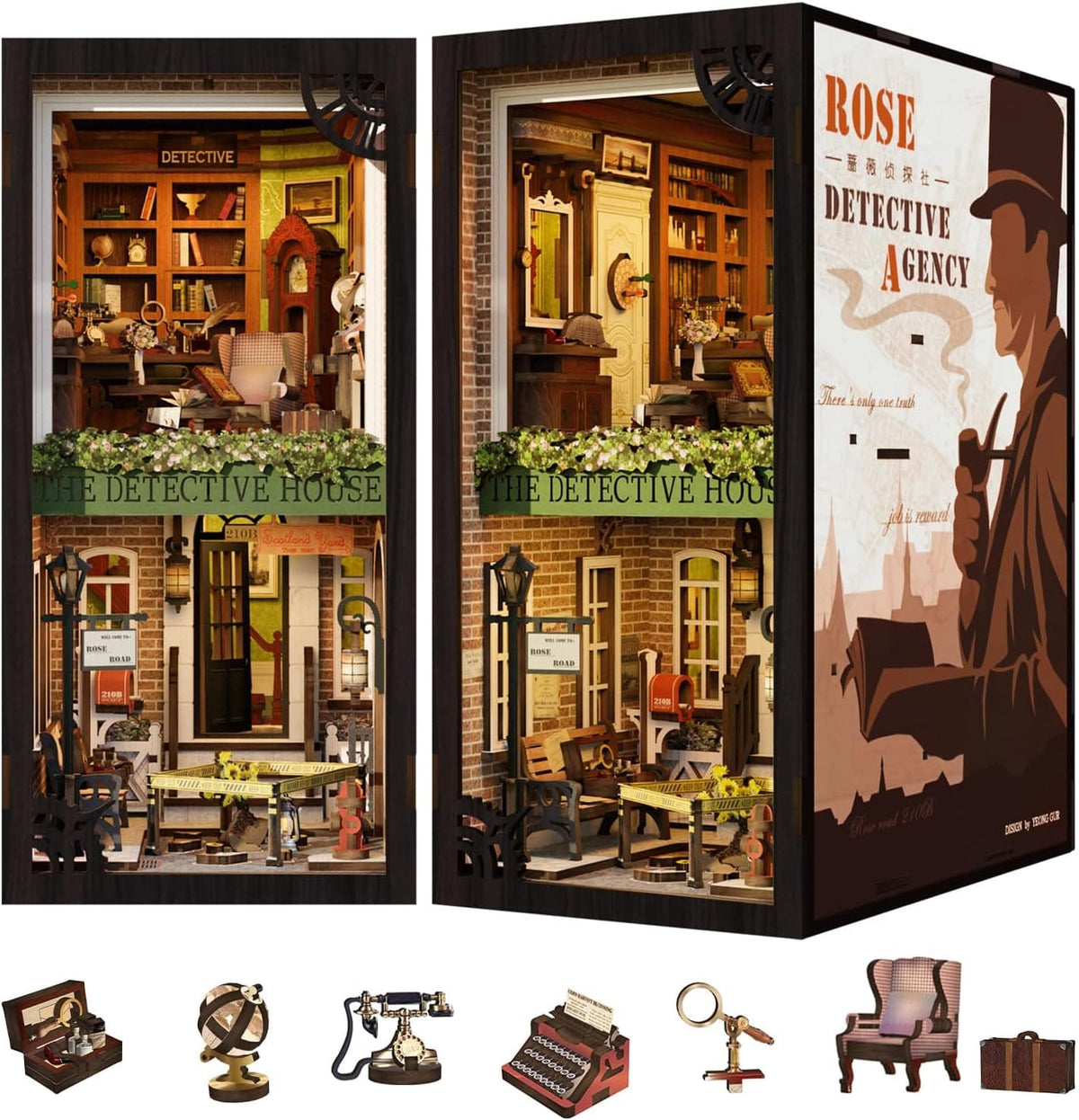 Hands Craft Puzzles > 3D Puzzles Hands Craft: DIY Book Nook Kit - Rose Detective Agency 810101581038 HCB103