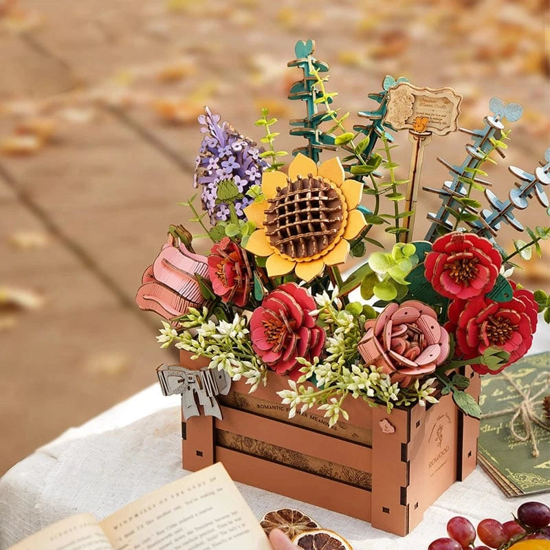 Hands Craft Puzzles > Other Puzzles Hands craft - 3D Flower Puzzle Wooden Bloom Box 810101581601 TW02H