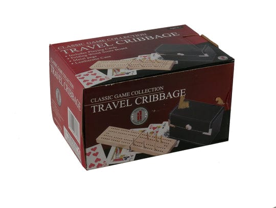 Hansen Board Games > Large Box Games 2-Player Travel Folding Wood Cribbage Set-Snap Case and cards 025766074607 33746