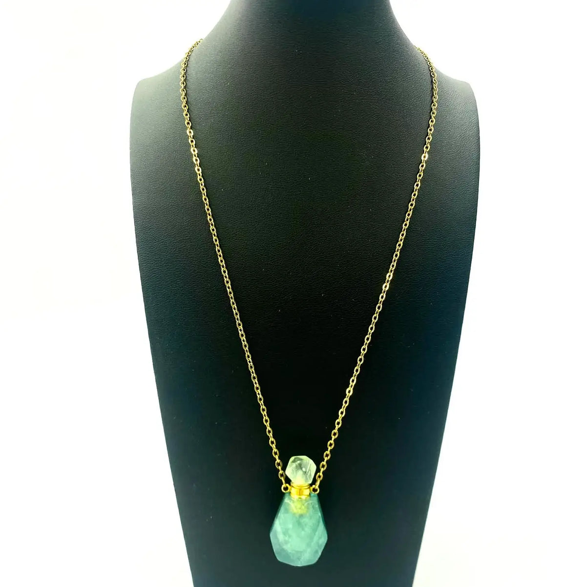 Hymgho Premium Dice Apparel Gemstone Potion Bottle Necklace - Green Fluorite HY00597 HY00597