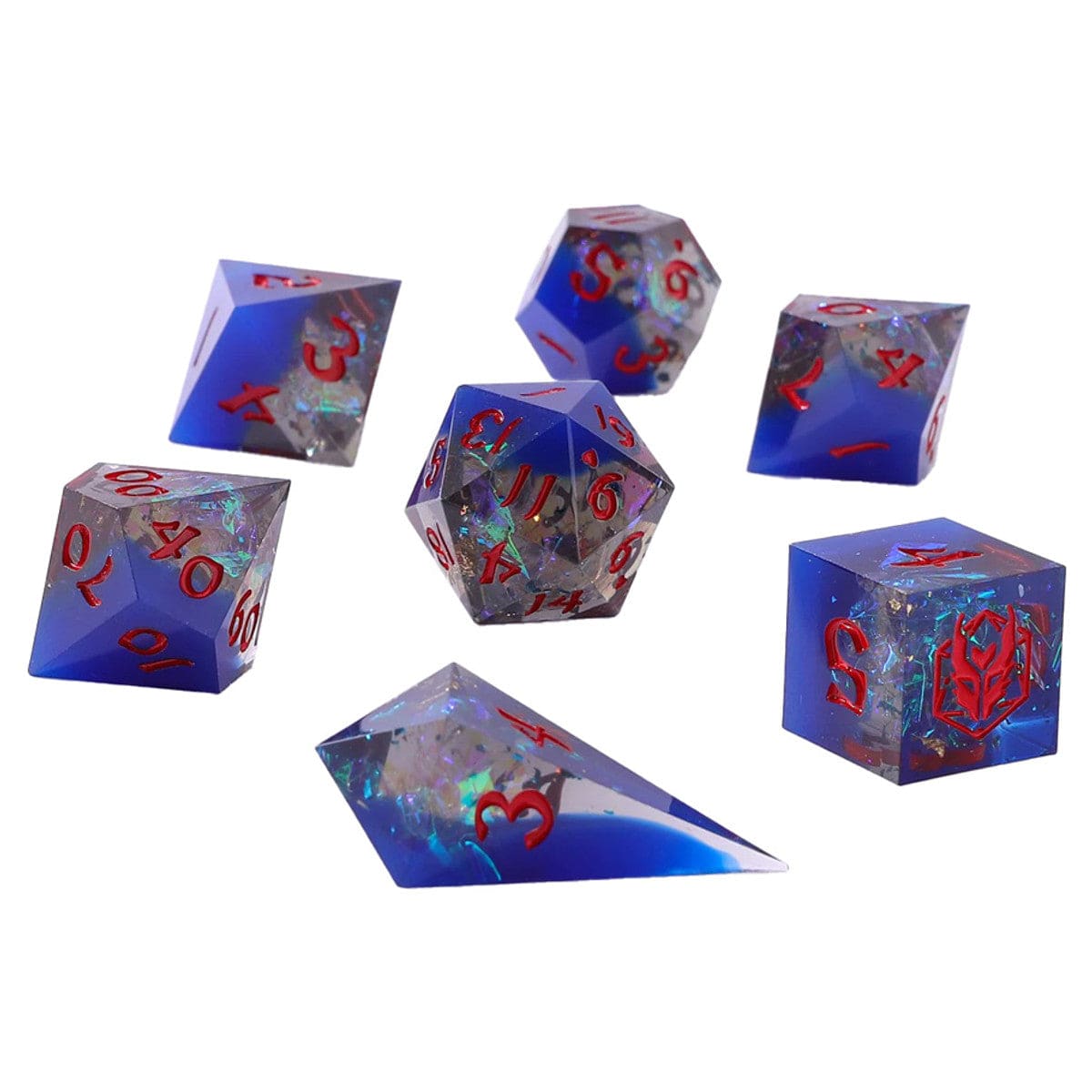Hymgho Premium Dice Dice 7-Set Captured Magic Sharp Edge Resin: Sapphire Inferno BRR101 HYOBRR101