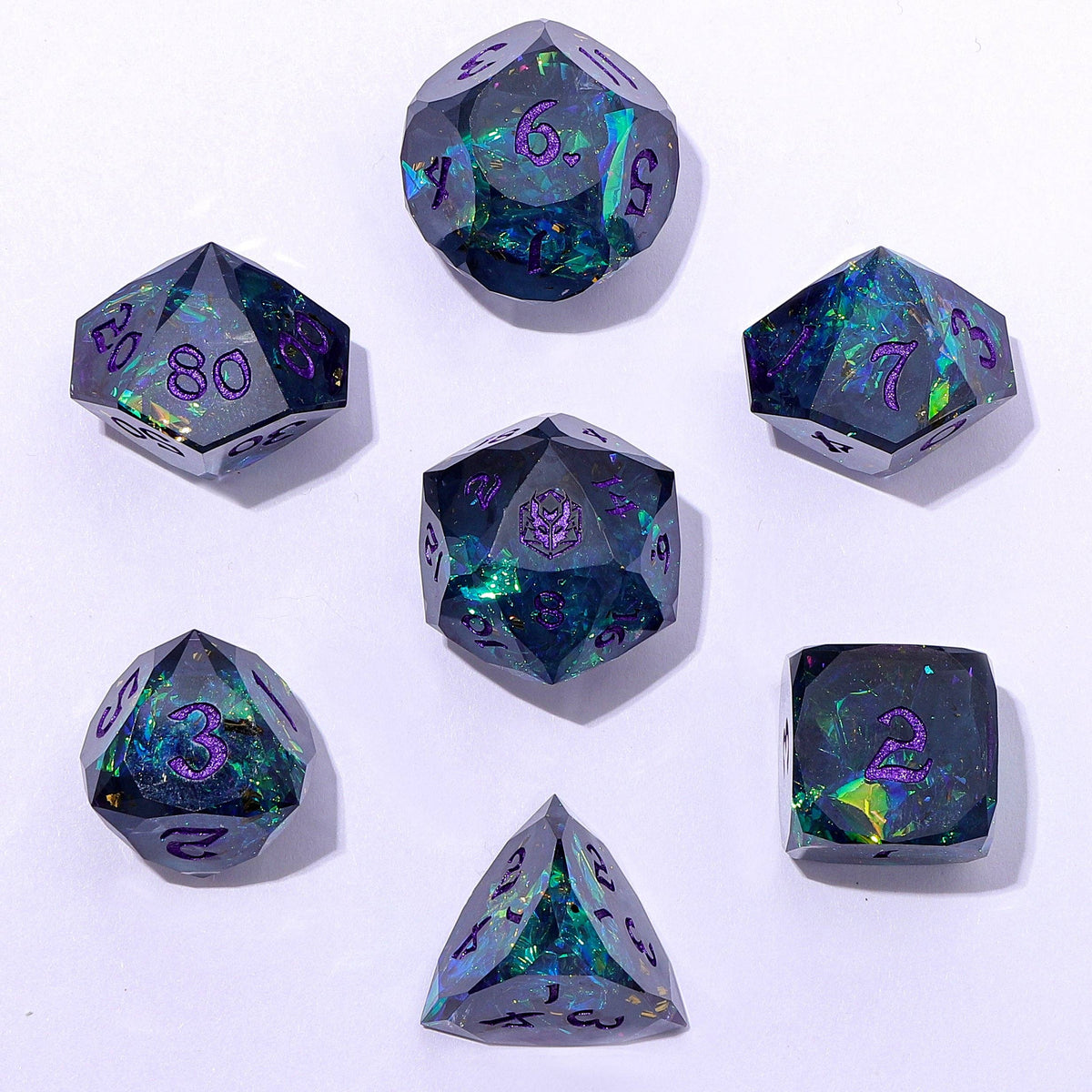 Hymgho Premium Dice Dice Captured Magic Luster Cut Resin - Starry Night Purple BRR112 BRR112