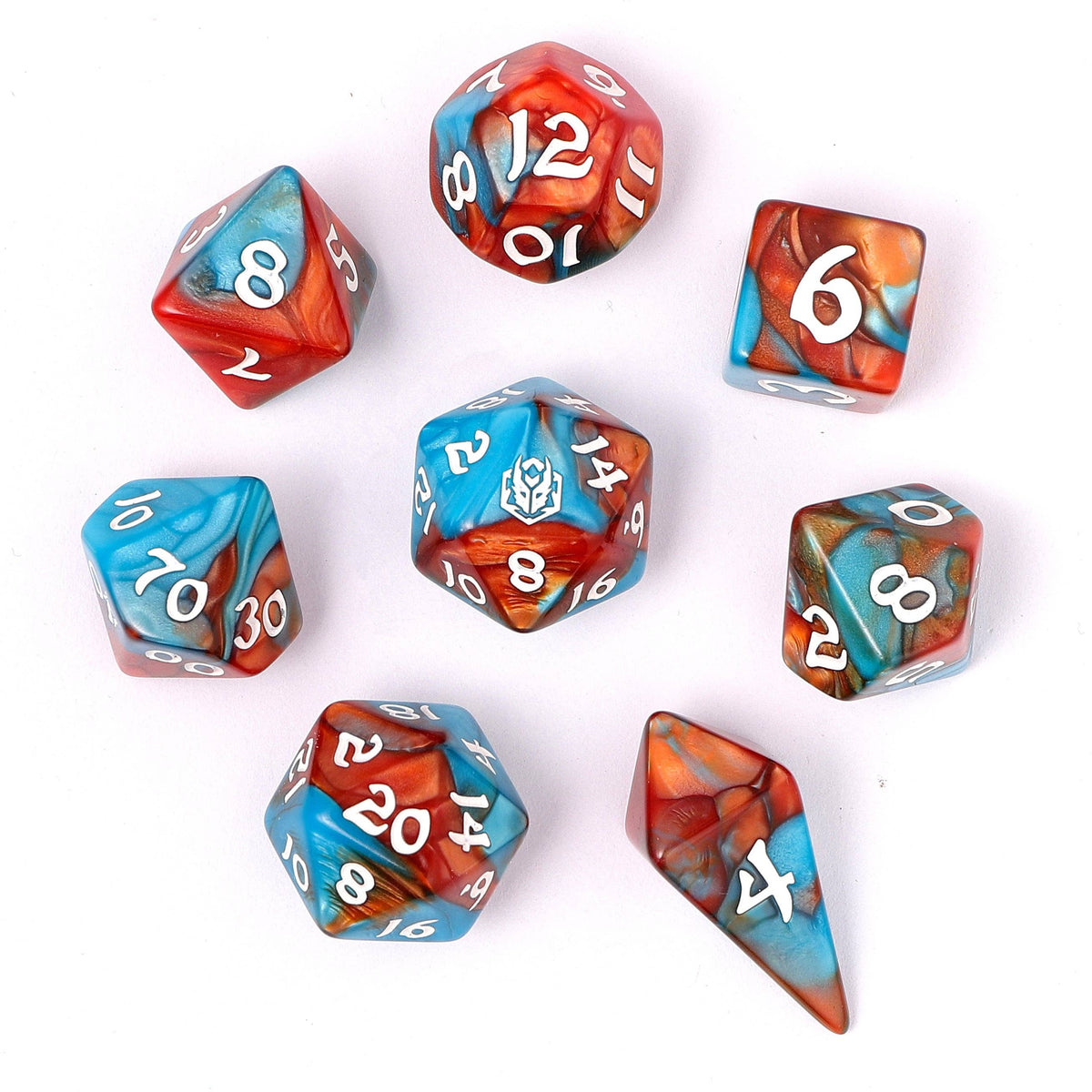 Hymgho Premium Dice Dice > Other Dice Wyrmforged Rollers - Rounded Edge 8 Piece Polyhedral Dice set - Bard's Cloak HY02012 HY02012