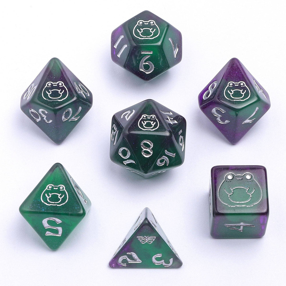 Hymgho Premium Dice Dice > Other Dice Wyrmforged Rollers - Rounded Plastic - Bog Frog Silver HY00326 HY00326