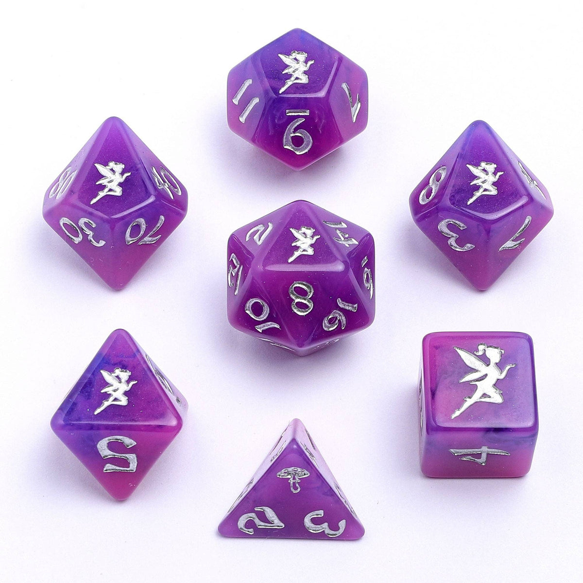 Hymgho Premium Dice Dice > Other Dice Wyrmforged Rollers - Rounded Plastic - Pixie Dust Silver HY00328 HY00328