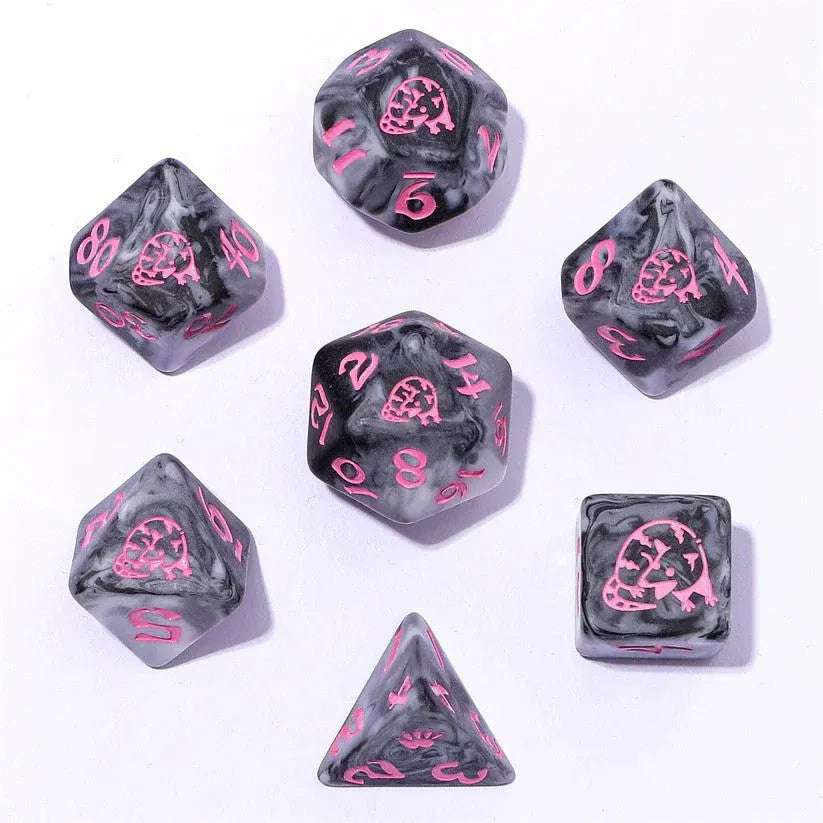 Hymgho Premium Dice Dice Wyrmforged Rollers Round Edge Resin Rpg Dice Set - Opossum - Grey HY00572 HY00572