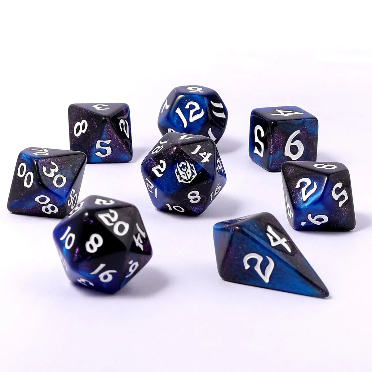 Hymgho Premium Dice Dice Wyrmforged Rollers - Rounded Edge 8 Piece Polyhedral Dice Set - Knight Night HY02025 HY02025