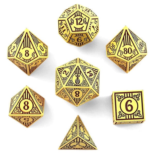 Hymgho Premium Gaming Dice > Other Dice 7-Set Bard Solid Metal: Dark Cream with Brown HY00512 HYO0512