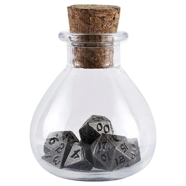 Hymgho Premium Gaming Dice > Other Dice 7-Set Unseelie (Potion Bottle) Mini Metal: Ancient Silver HY00400 HYO0400