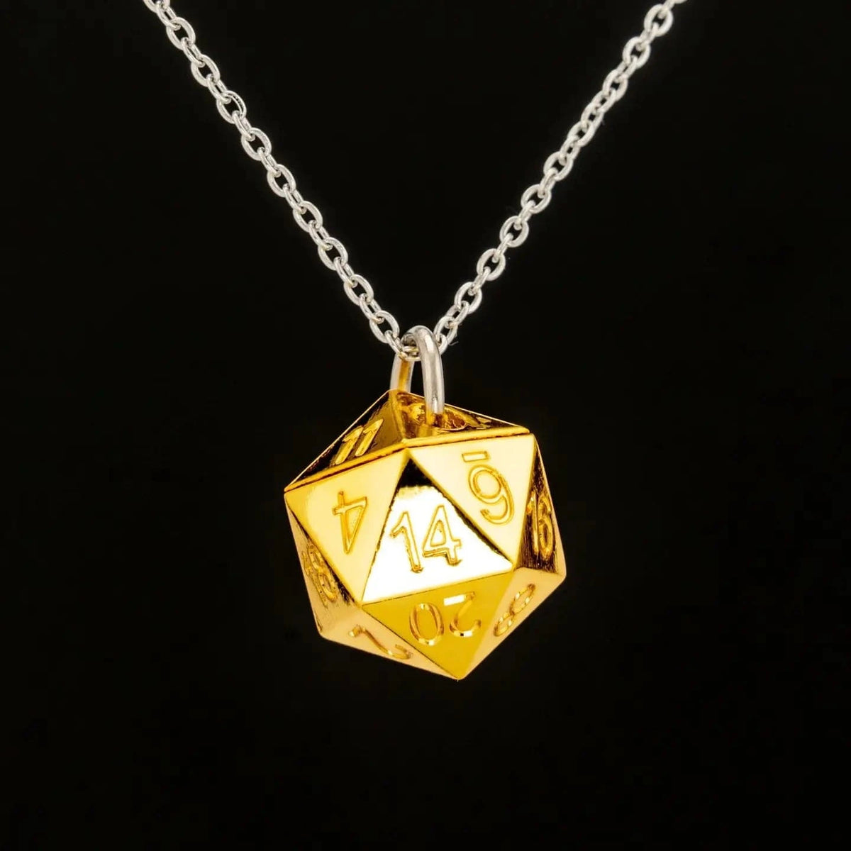 Hymgho Premium Gaming Dice > Other Dice Dice Necklace: Solid Metal Gold D20 BRN009 BRN009