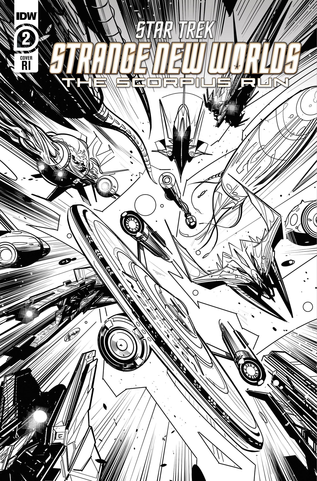 IDW Comic Books > Incentives STAR TREK SNW SCORPIUS RUN #2 CVR D 1:10 HERNANDEZ B&W 82771403174400241 JUL231246