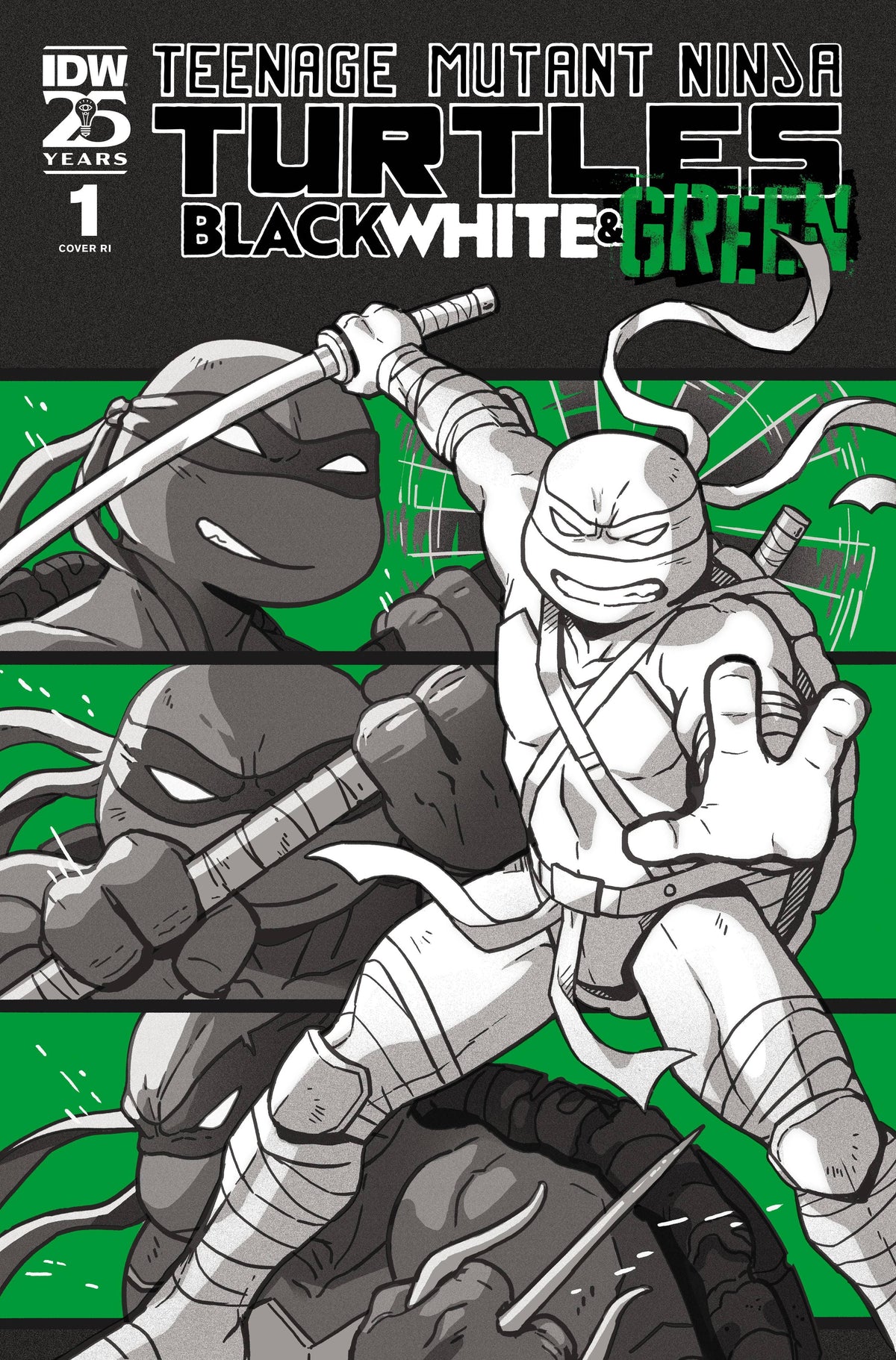 IDW-PRH Comic Books > Incentives TMNT BLACK WHITE & GREEN #1 CVR C 1:10 GANUCHEAU 82771403298700131 MAR241184