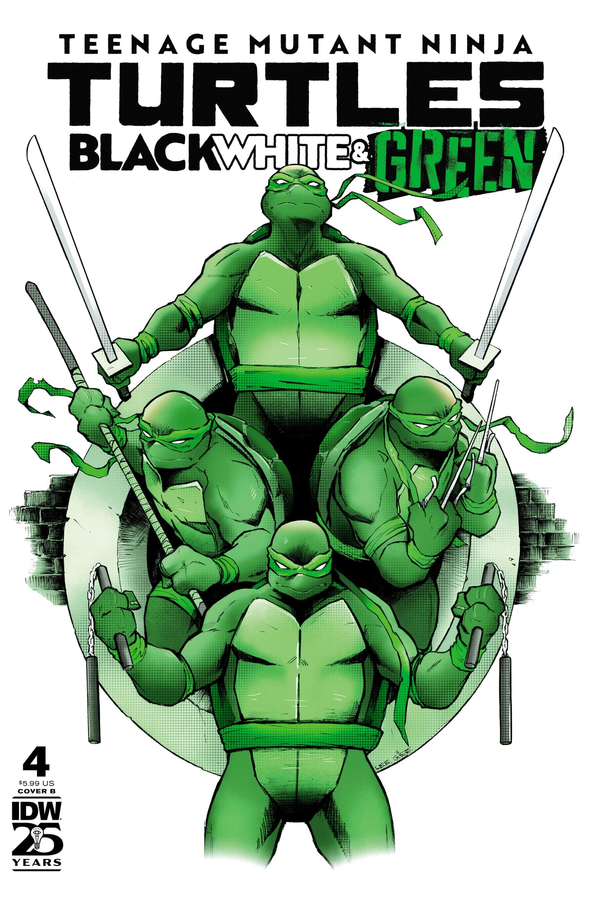 IDW Publishing Comic Books Teenage Mutant Ninja Turtles: Black, White, and Green #4 Variant B (Garbett) 82771403298700421 PRH-82771403298700421