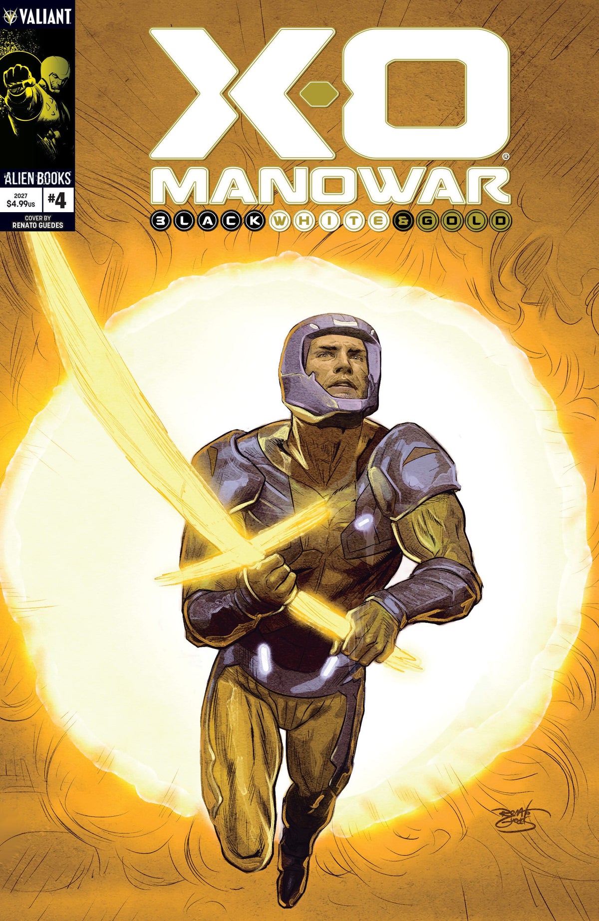IDW Publishing Comic Books X-O Manowar: Black, White & Gold #4 Cover A (Guedes) (Release Date: 01/27/2027) 73238819034800411 PRH-73238819034800411