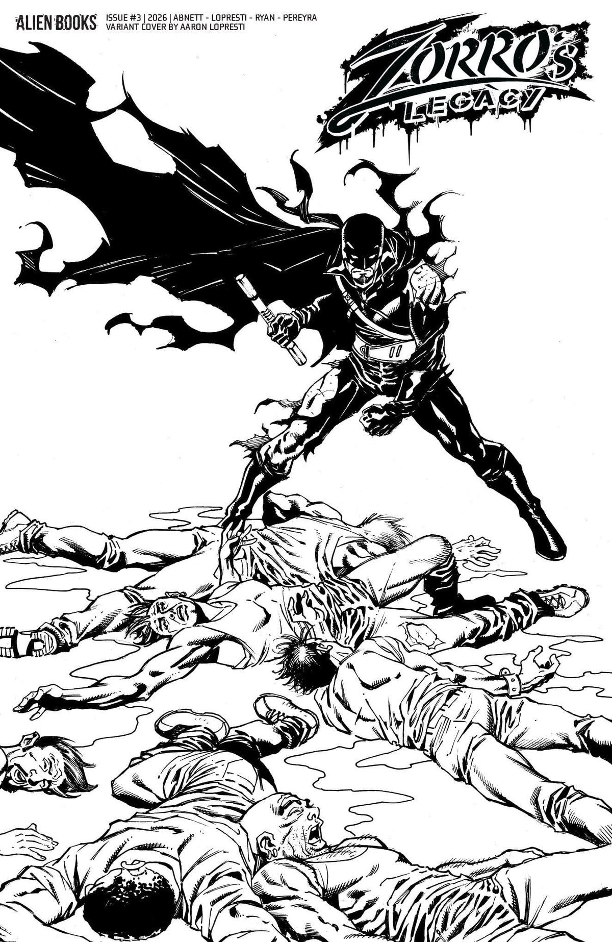 IDW Publishing Comic Books Zorro's Legacy #3 Variant D (Lopresti B&W) (Release Date: 09/30/2026) 73238818484200341 PRH-73238818484200341
