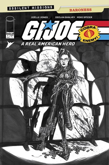 Image Comics Comic Books > Incentives GI JOE A REAL AMERICAN HERO SSSILENT MISSIONS BARONESS #1 (ONE SHOT) CVR C INC 1:10 JOELLE JONES B&W VAR 70985304624000131 0226IM0339