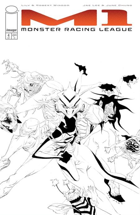 Image Comics Comic Books > Incentives M1 MONSTER RACING LEAGUE #4 CVR C INC 1:25 JAE LEE B&W VAR (Release Date: 09/23/2026) 70985304702500431 0726IM0483