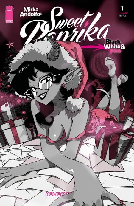 Image Comics Comic Books MIRKA ANDOLFOS SWEET PAPRIKA BLACK WHITE & PINK HOLIDAY SPECIAL (ONE SHOT) CVR C RACHTA LIN VAR (MR) 70985304535900131 1025IM0293