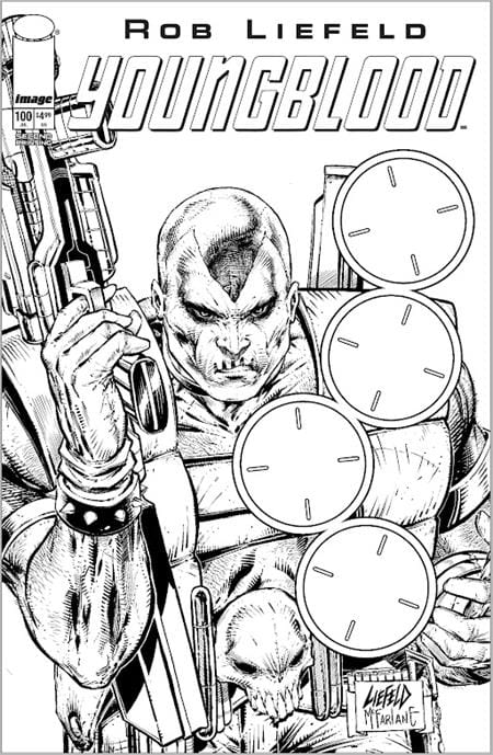 Image Comics Comic Books YOUNGBLOOD #100 2ND PTG CVR C B&W BLANK GUN SIGHT VAR 70985304675210032 0526IM8426