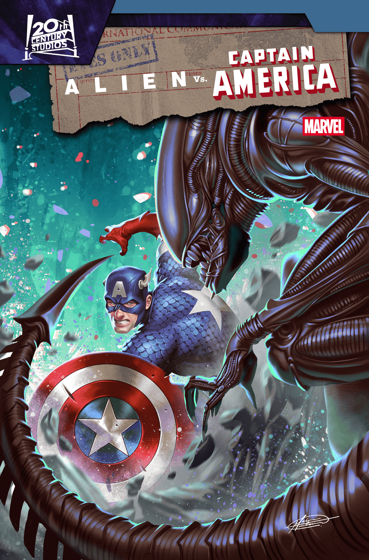 Marvel Comic Books ALIEN VS. CAPTAIN AMERICA #4 MATEUS MANHANINI VARIANT 75960621352800421 PRH-75960621352800421